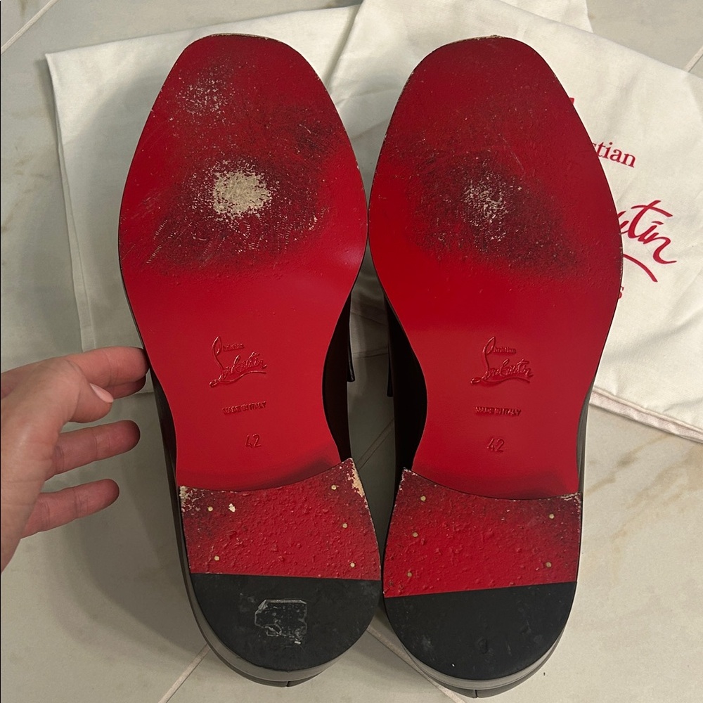 Christian Louboutin Dark Brown Leather Loafers - Picture 4 of 8